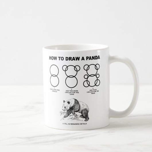 Comment dessiner une tasse drôle de panda (Droite)