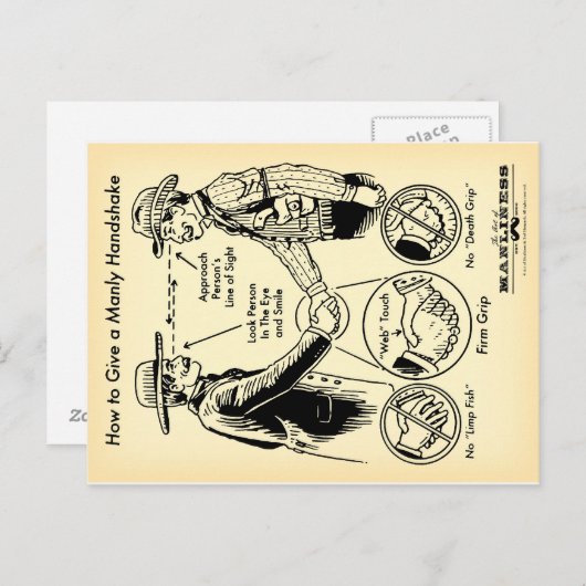 Comment donner une carte postale Manly Handshake (Devant / Derrière)