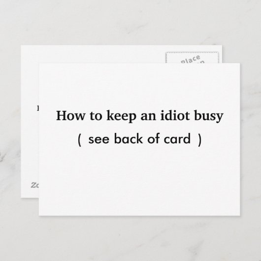 Comment garder un idiot occupé, carte (Devant / Derrière)