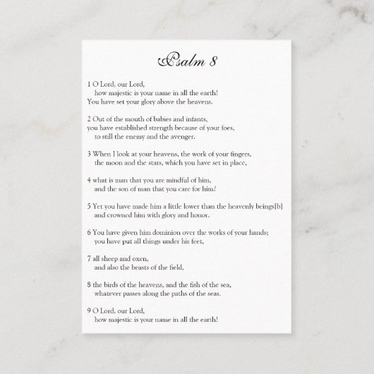 Comment Majestic est votre nom - Carte de prière (Dos)