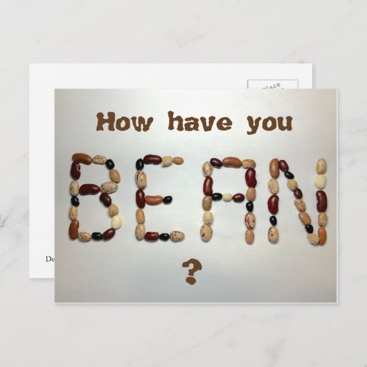 Comment vas-tu Bean, carte postale drôle de nourri (Devant / Derrière)