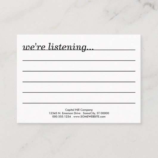 commentaar? visitekaartje (Voorkant)