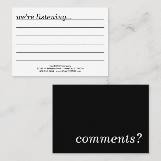 commentaar? visitekaartje (Voorkant / Achterkant)