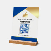 Commentaires des clients avec code QR or bleu roya (Angle)