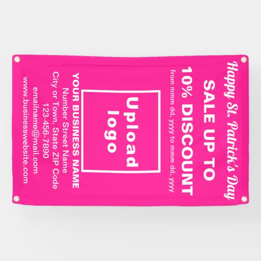 Commerce Saint Patrick Vente sur une bannière rose (Horizontal)