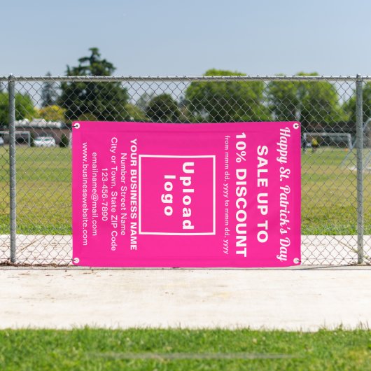 Commerce Saint Patrick Vente sur une bannière rose (Insitu)