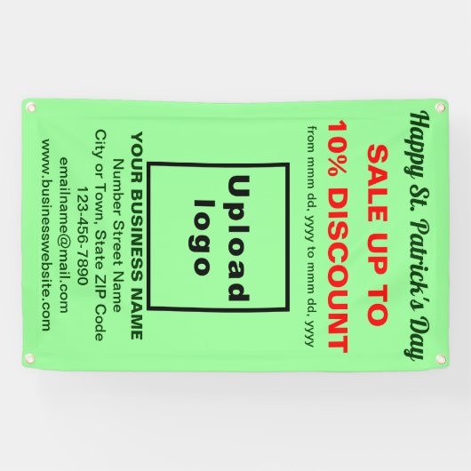 Commerce Saint Patrick Vente sur une bannière vert (Horizontal)