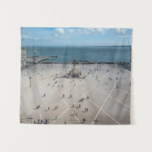 Commerce Square van bovenaf in Lissabon, Portugal Wandkleed