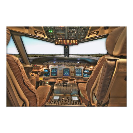 Commercial Jet Cockpit Foto Afdruk (Voorkant)