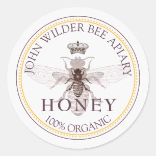 Commercieel honingproductetiket imker bijenstal ronde sticker