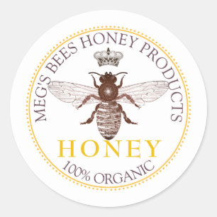 Commercieel honingproductetiket imker bijenstal ronde sticker