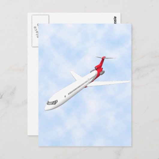 Commercieel Jet-vliegtuig: 3D-model: Briefkaart (Voorkant / Achterkant)