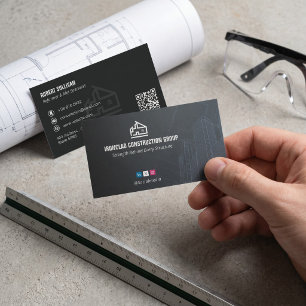 Commerciële Aannemers Donker Minimalistisch Visitekaartje