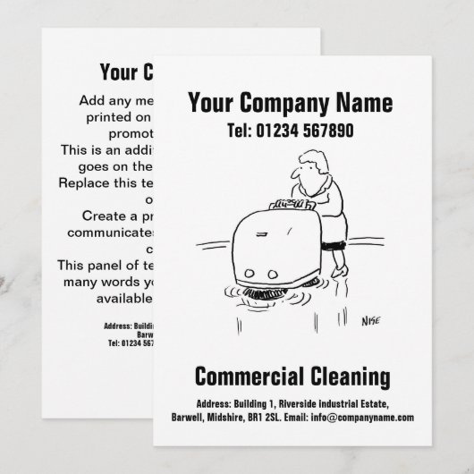 Commerciële Schoonmaak Cartoon Design Kaart (Voorkant / Achterkant)