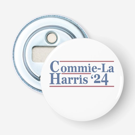 Commie-La Harris 2024 Grappig Anti Kamala Harris Button Flesopener (Voorkant)