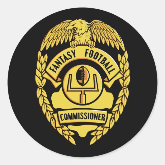 Commissaris Fantasy Football Ronde Sticker (Voorkant)