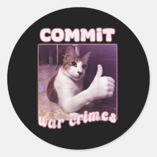 Commit Oorlogsmisdaden Grappige kat meme Ronde Sticker