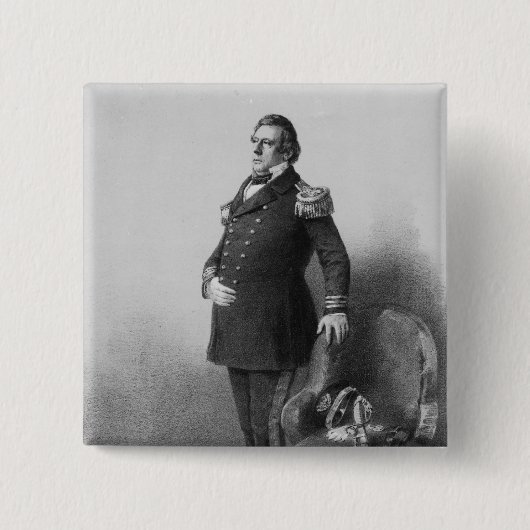 Commodore Matthew Calbraith Perry Vierkante Button 5,1 Cm (Voorkant)