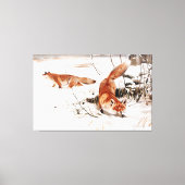 Common Foxes in the Snow, populaire kunst, Canvas Afdruk (Voorkant)