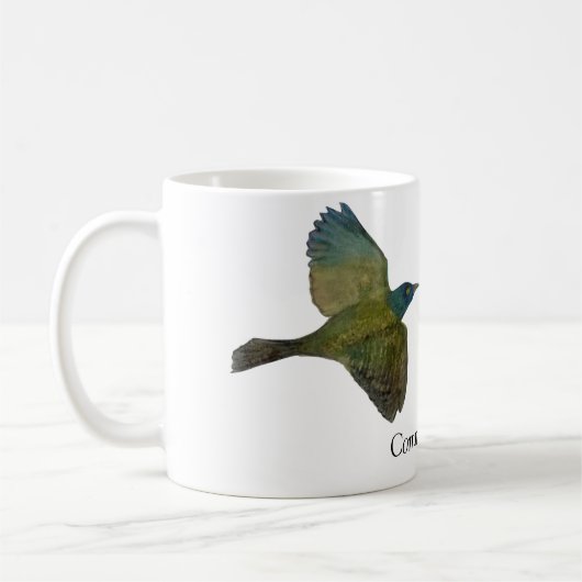 Common Grackle White Coffee Mok (Links)