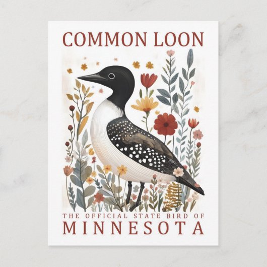 Common Loon Bird of Minnesota Verenigde Staten Rei Briefkaart (Voorkant)