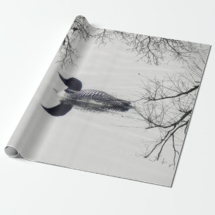 Common Loon zwemt in een noordelijk meer in de win Cadeaupapier