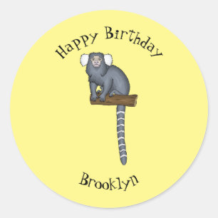 Common marmoset cartoon illustratie ronde sticker