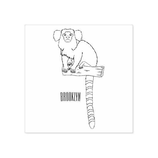 Common marmoset cartoon illustratie 	rubberstempel (Afrduk)