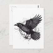 Common Raven Crow Black Mysit Norse Flying Design Briefkaart (Voorkant / Achterkant)
