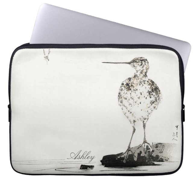 Common Snipe  Bird Illustralize Personaliseren Laptop Sleeve (Voorkant)