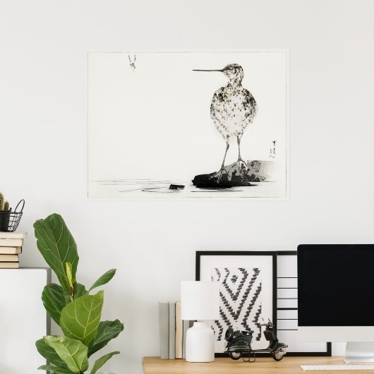 Common Snipe Japan Illustratie Poster (Thuiskantoor)