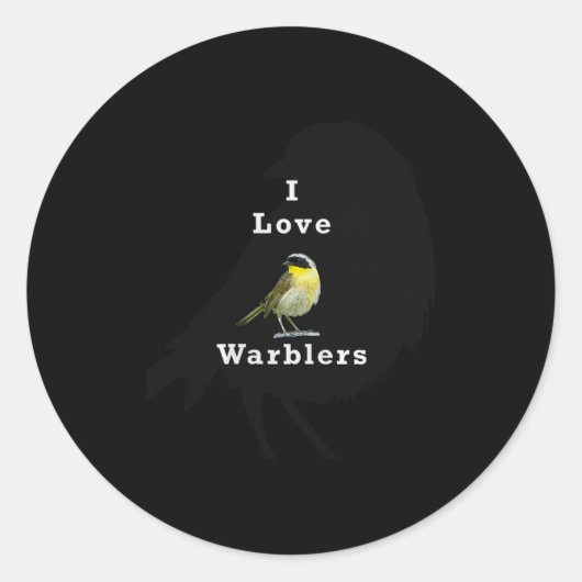Common Yellowthroat Warbler ”i Love Warblers” Prem Ronde Sticker (Voorkant)
