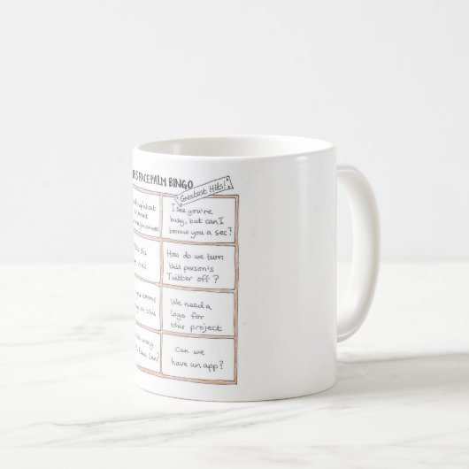 Comms Facepalm Bingo Mug (Les plus grands succès) (Devant droit)