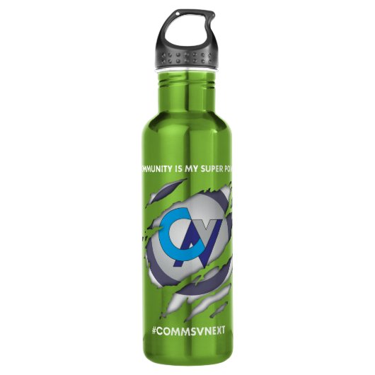 Comms vVolgende superheld Logo op waterfles Waterfles (Voorkant)