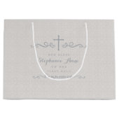 Communautair Kruis in het Taupe Floral Pattern Groot Cadeauzakje (Voorkant)