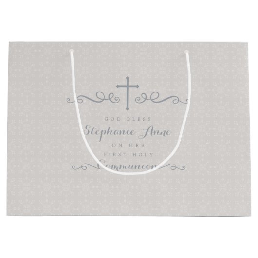 Communautair Kruis in het Taupe Floral Pattern Groot Cadeauzakje (Voorkant)