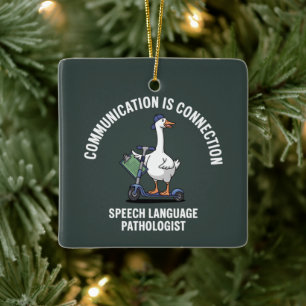 Communicatie Is Verbinding Spraak Taal Gans Keramisch Ornament
