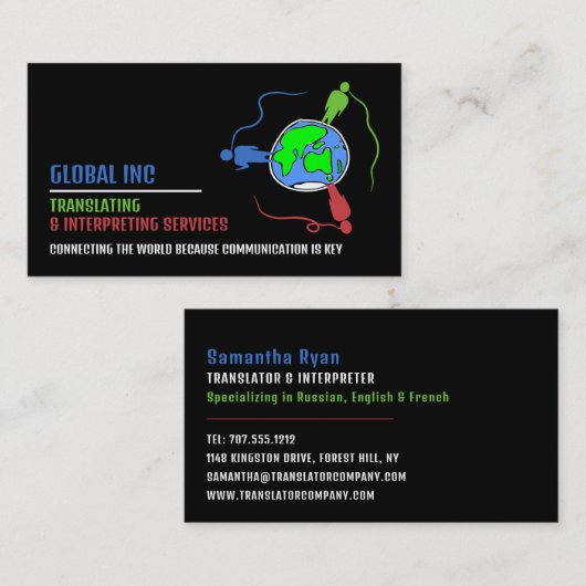 Communicatie-Logo, vertaler en tolk Visitekaartje (Voorkant / Achterkant)