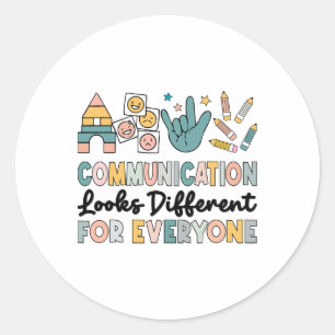 Communicatie ziet er anders uit voor iedereen Auti Ronde Sticker