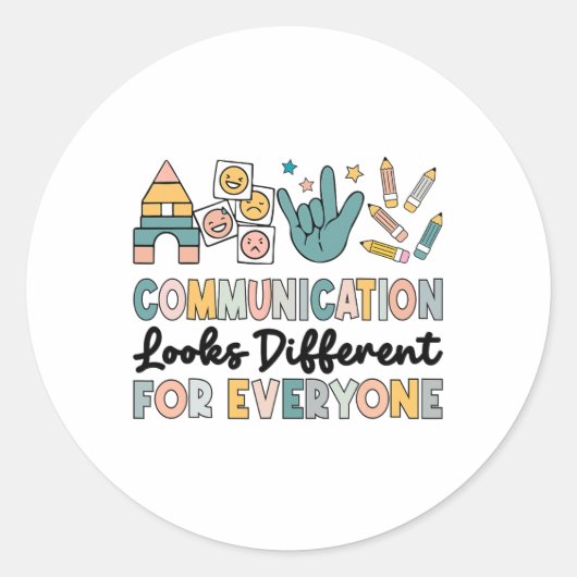 Communicatie ziet er anders uit voor iedereen Auti Ronde Sticker (Voorkant)