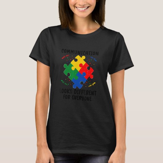 Communicatie ziet er voor iedereen anders uit t-shirt (Voorkant)