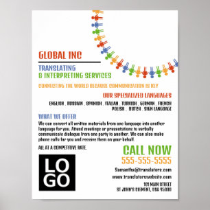 Communicatieontwerp, vertaler en tolk poster