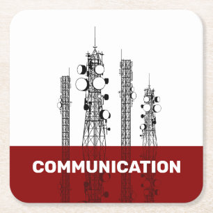 Communicatietorens Vierkante Kartonnen Onderzetter