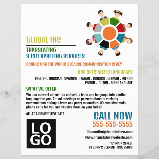 Communicatiewiel, vertaler en tolk flyer (Voorkant)
