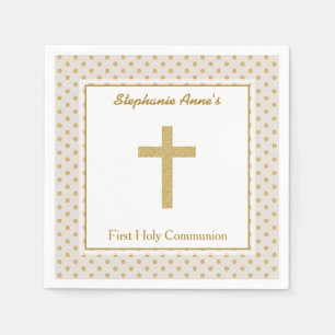 Communie Beige met gouden stippen Servet