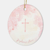 Communie Bloemen Roze Waterverven Keramisch Ornament (Links)