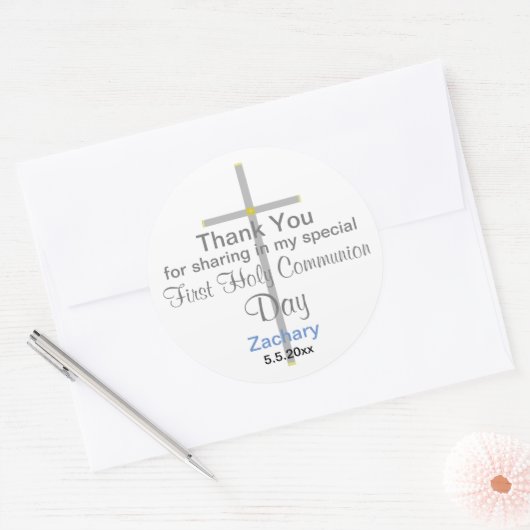 Communie Boy Dank u Ronde Stickers (Envelop)