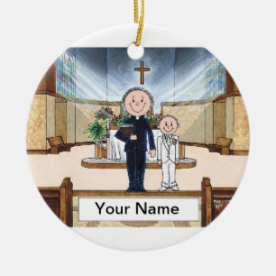 Communie, Jongen - Mannelijke Priester Keramisch Ornament