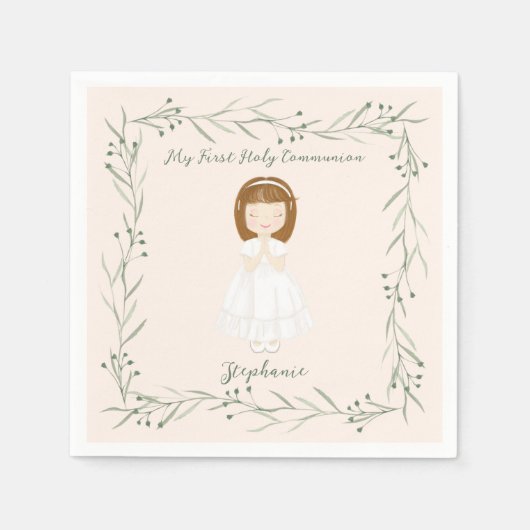 Communie Meisje Bidden Servet (Voorkant)