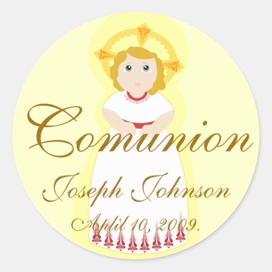 "Communie" Sticker-aanpassen Ronde Sticker (Voorkant)